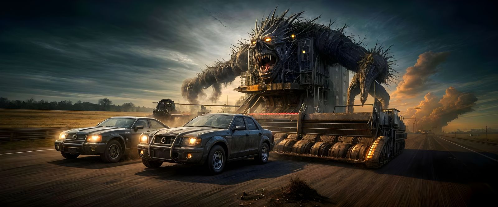 Brutal Monster Devours Cars in Hyperrealistic Horror