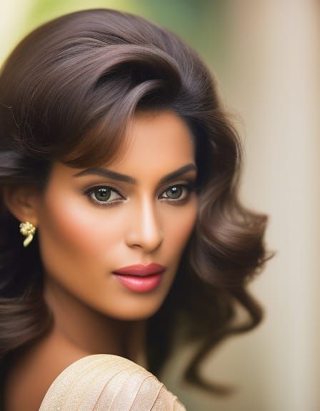 Elegant Woman Portrait with Bokeh and Studio Lighting