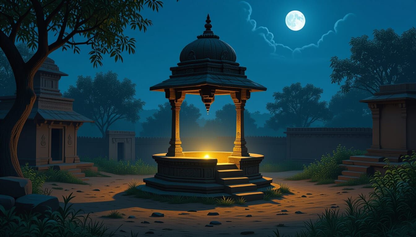 Mystical Ancient Indian Village at Night