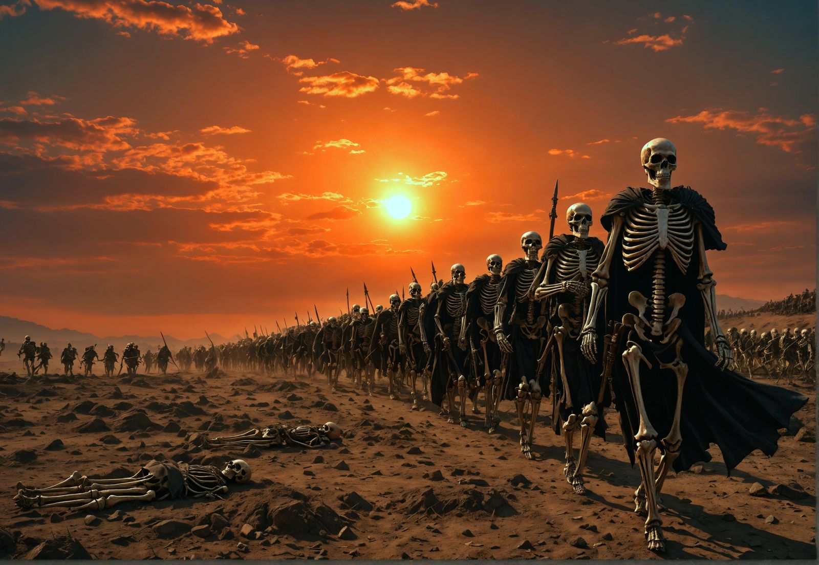 Skeleton Army Marches to War: Photorealistic HDR Landscape