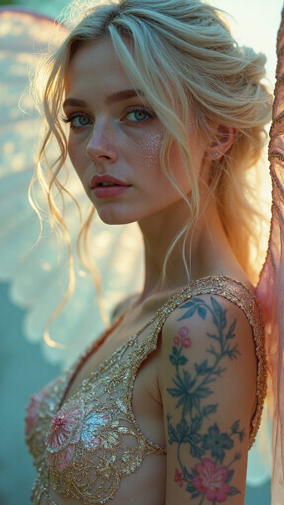 Pastel Angelpunk Warrior with Translucent Wings