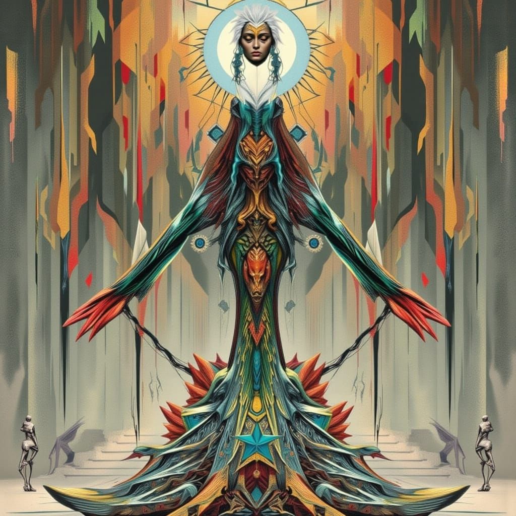 Surreal Art Deco Composition with Intricate Details