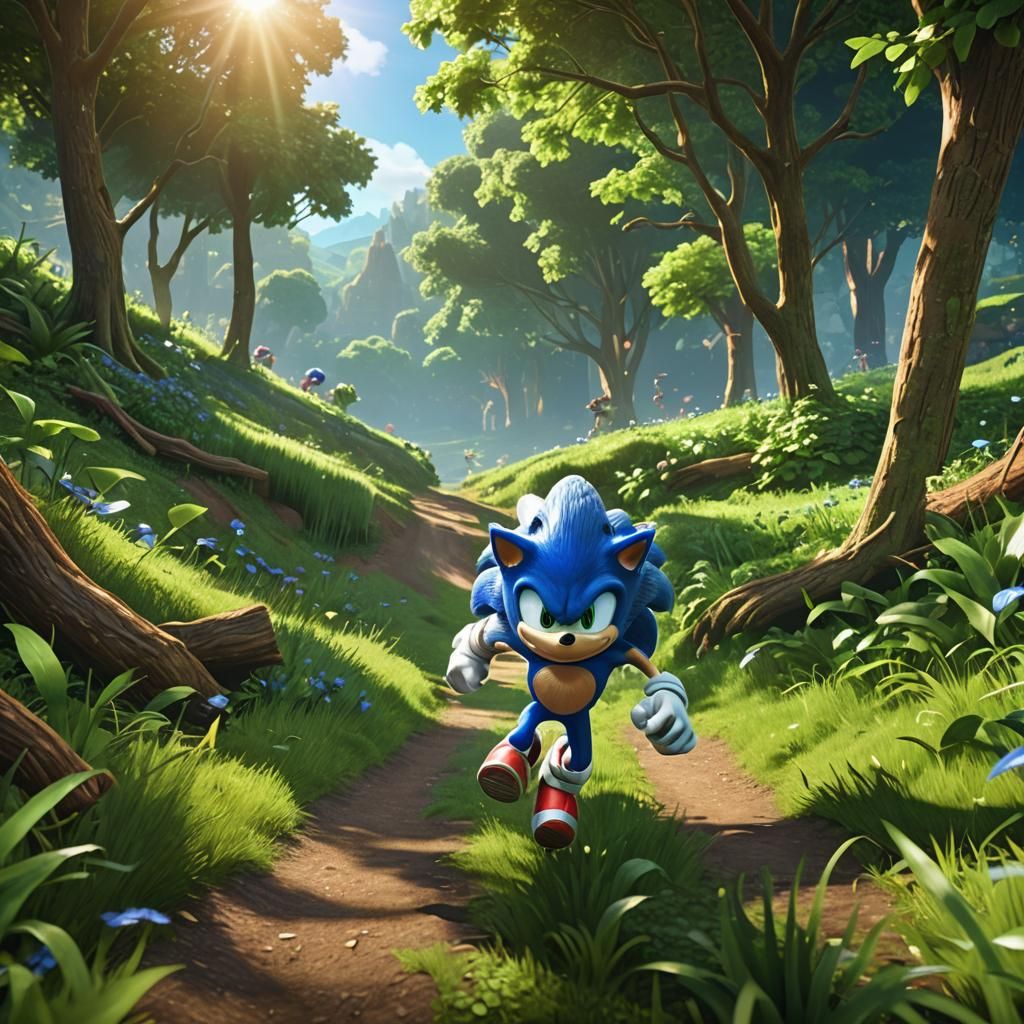 Sonic Runs Through Green Hill Zone in 3D