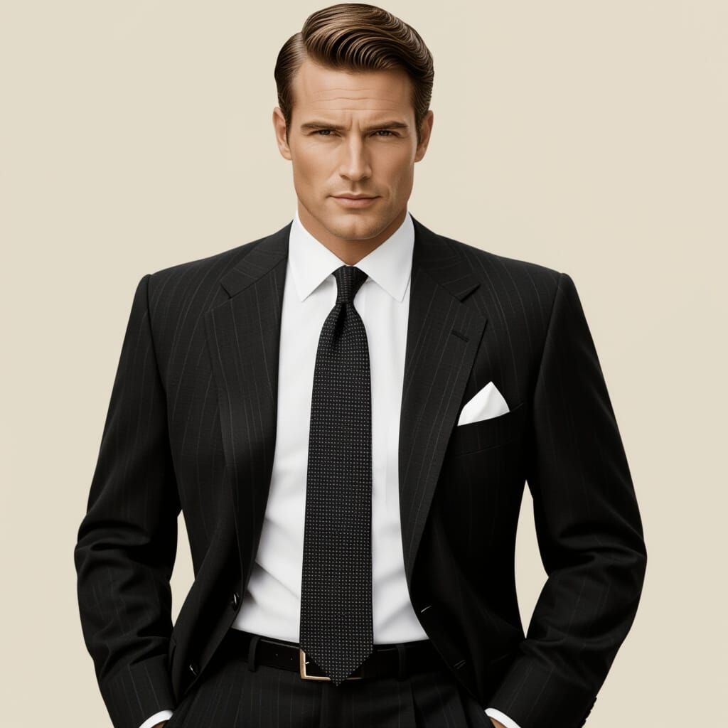 Elegant Man in Classic Suit, Mid-Century Portrait