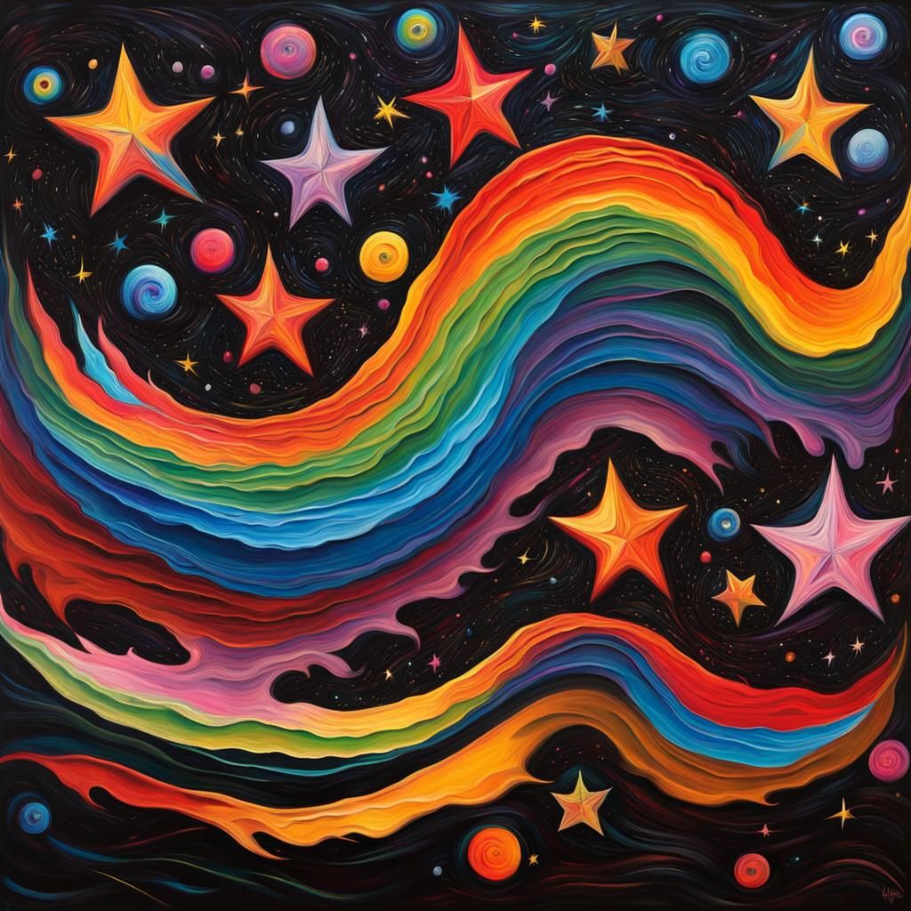 Music of Cosmos: Impasto Stars in Vivid Colors