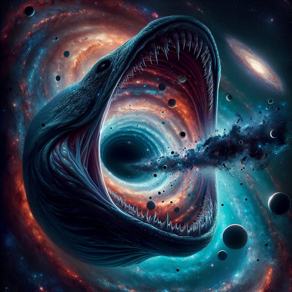 Cosmic Gulper Eel Consuming a Galaxy