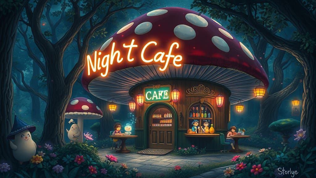 Whimsical Mushroom Cafe in Enchanted Forest
