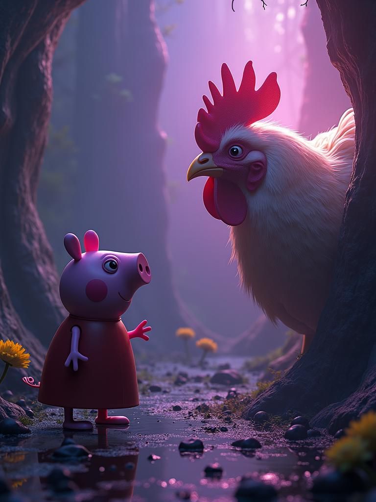 Peppa Pig and Chicken: Dark Fantasy Art