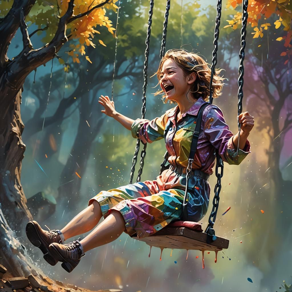Hyperrealistic Swing in Splash Art Style