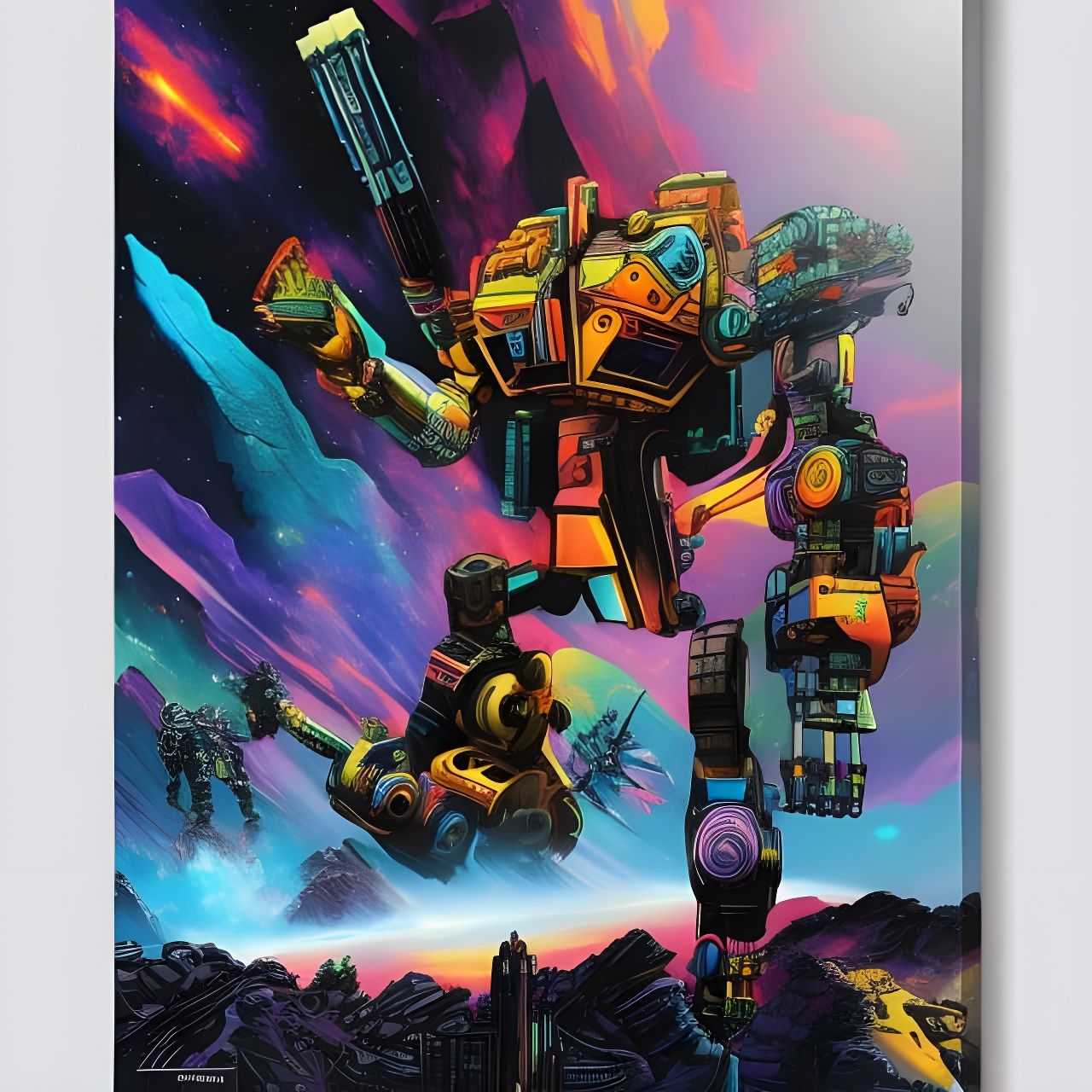 Mecha Trojan horse quantum jetpack laser beams disco
  NFT line ink art