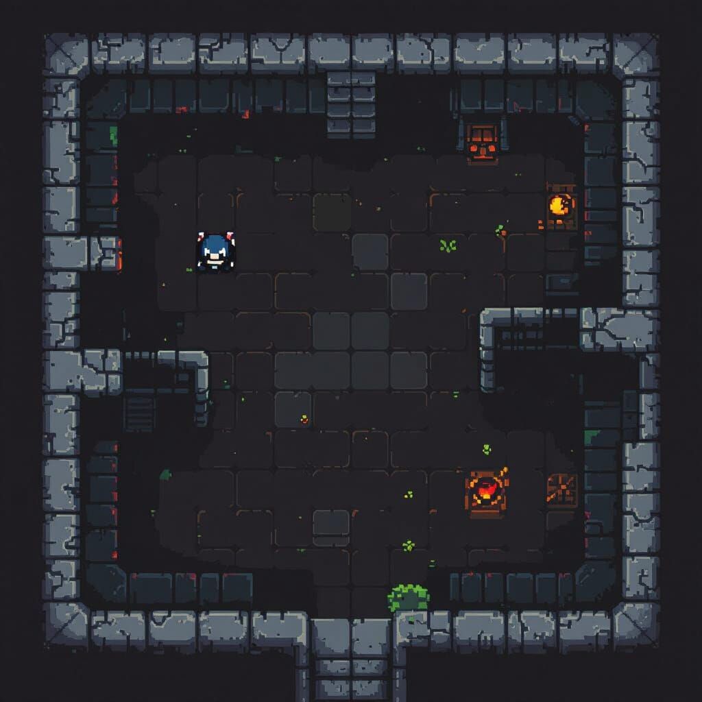 8-bit Pixel Art Alien Dungeon Environment