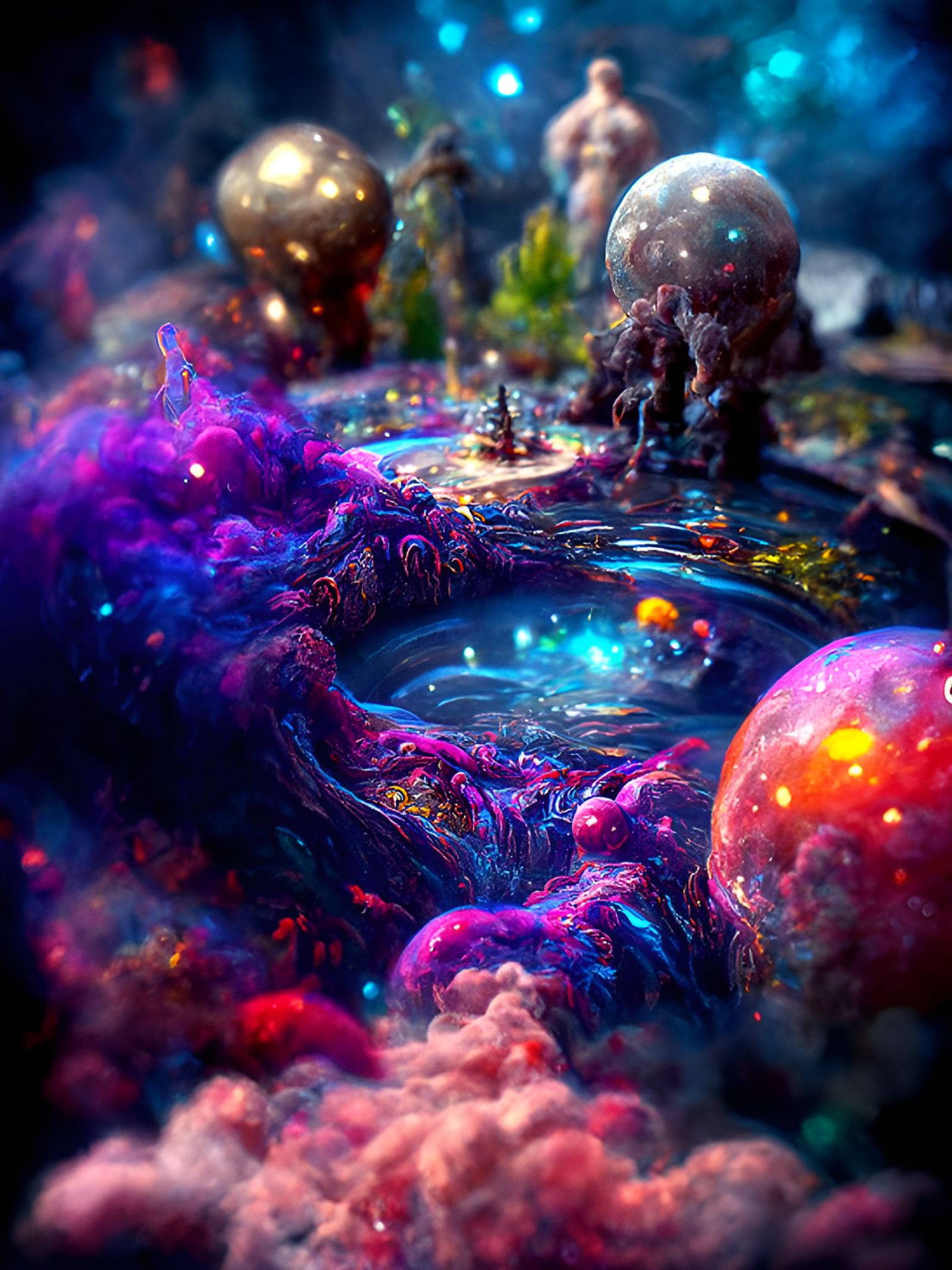 Cosmic Genesis Reflected in Forest Pool