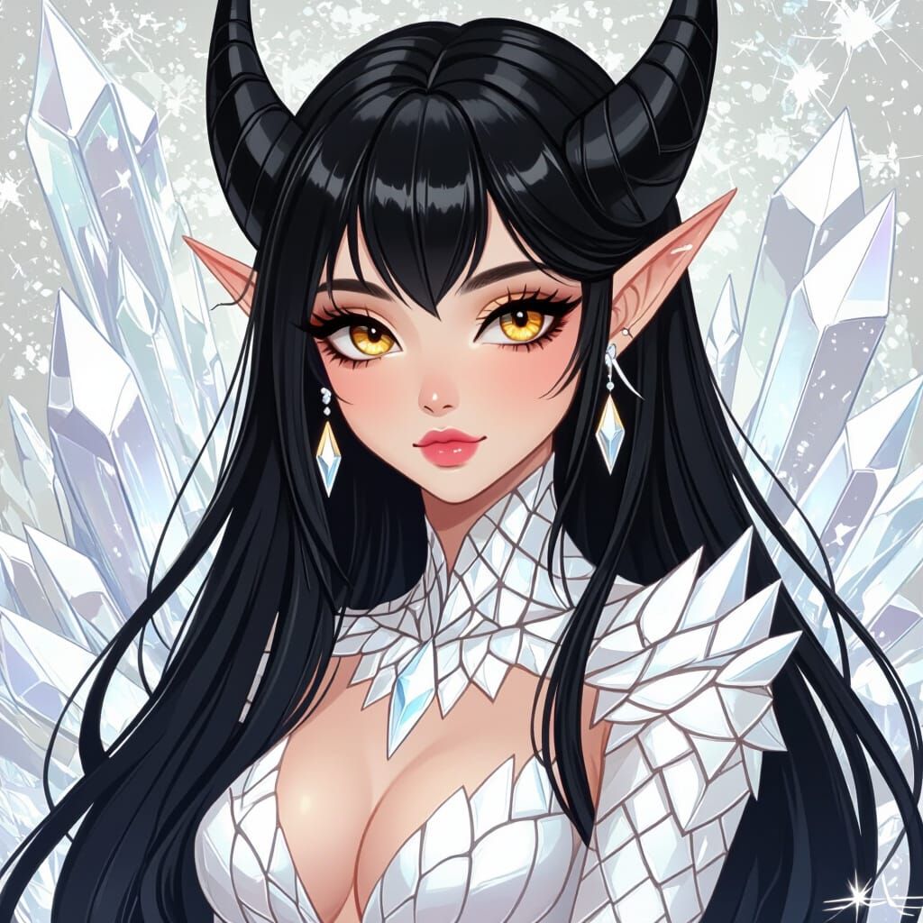 Crystalline Woman with Golden Eyes: A Digital Art Piece