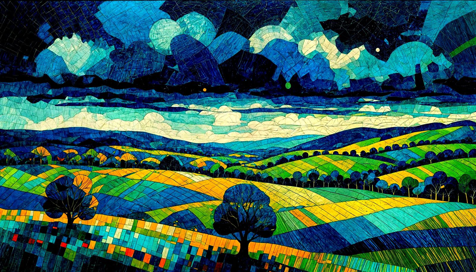 Impending Storm Landscape Painting in Expressionist Style