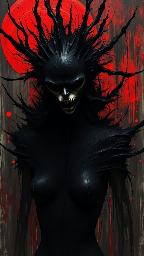 Monstrous Fiend in Charcoal Style