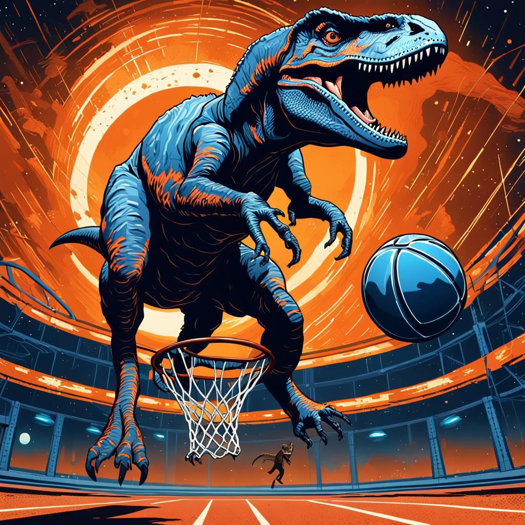 Velociraptor Basketball Dunk Before Meteor Strike