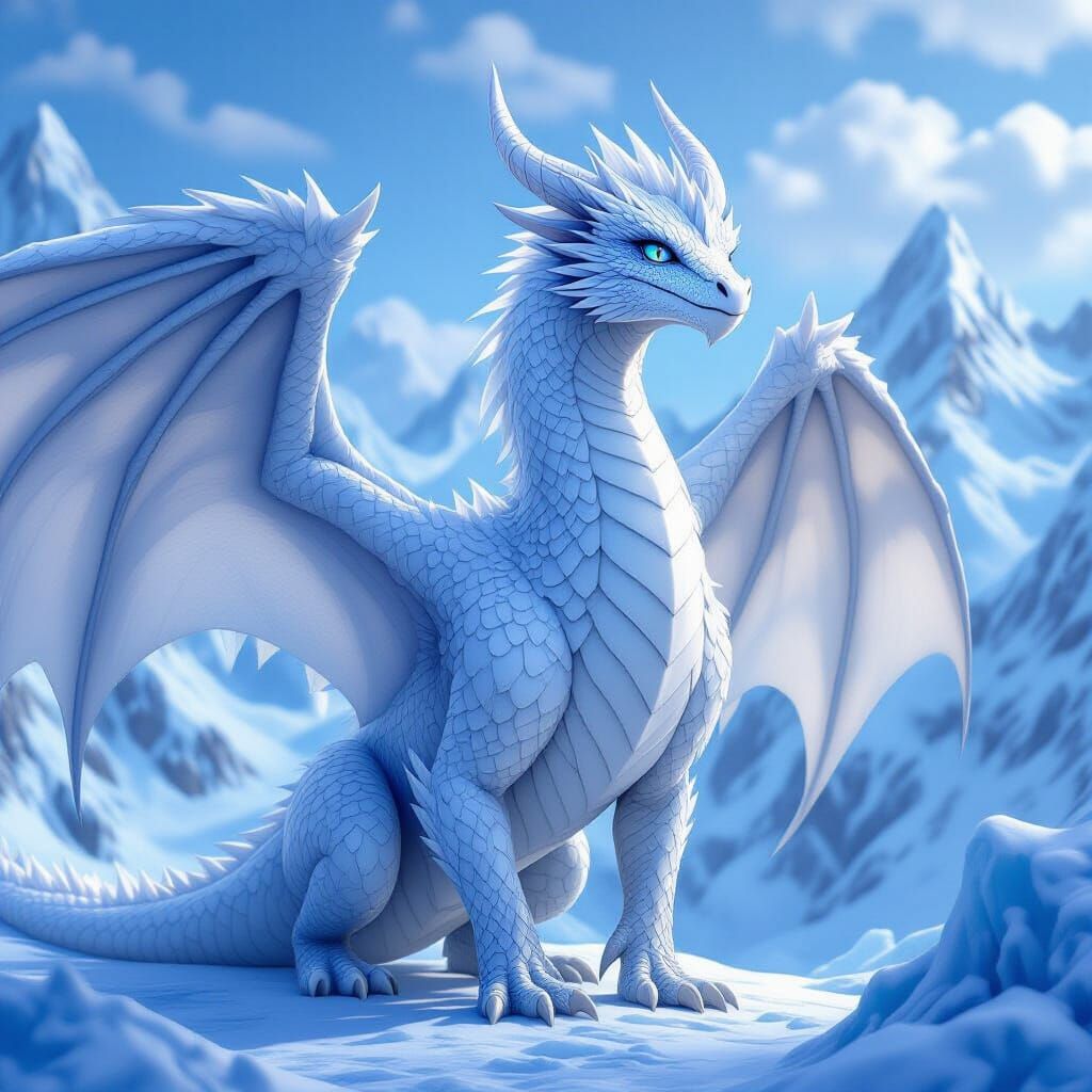 Icy Dragon: Avalanche of Wings of Fire in Digital Painting