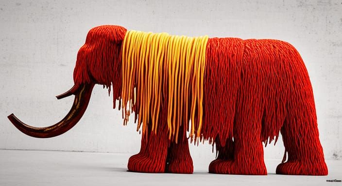 Ramen Woolly Mammoth in Vibrant Colors