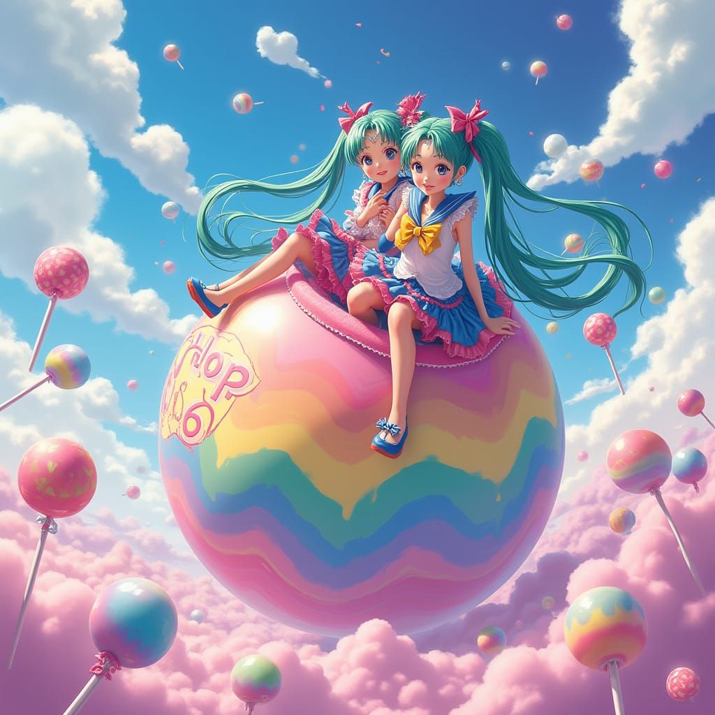 Hatsune Miku and Sailor Moon's Candy Dreamscape