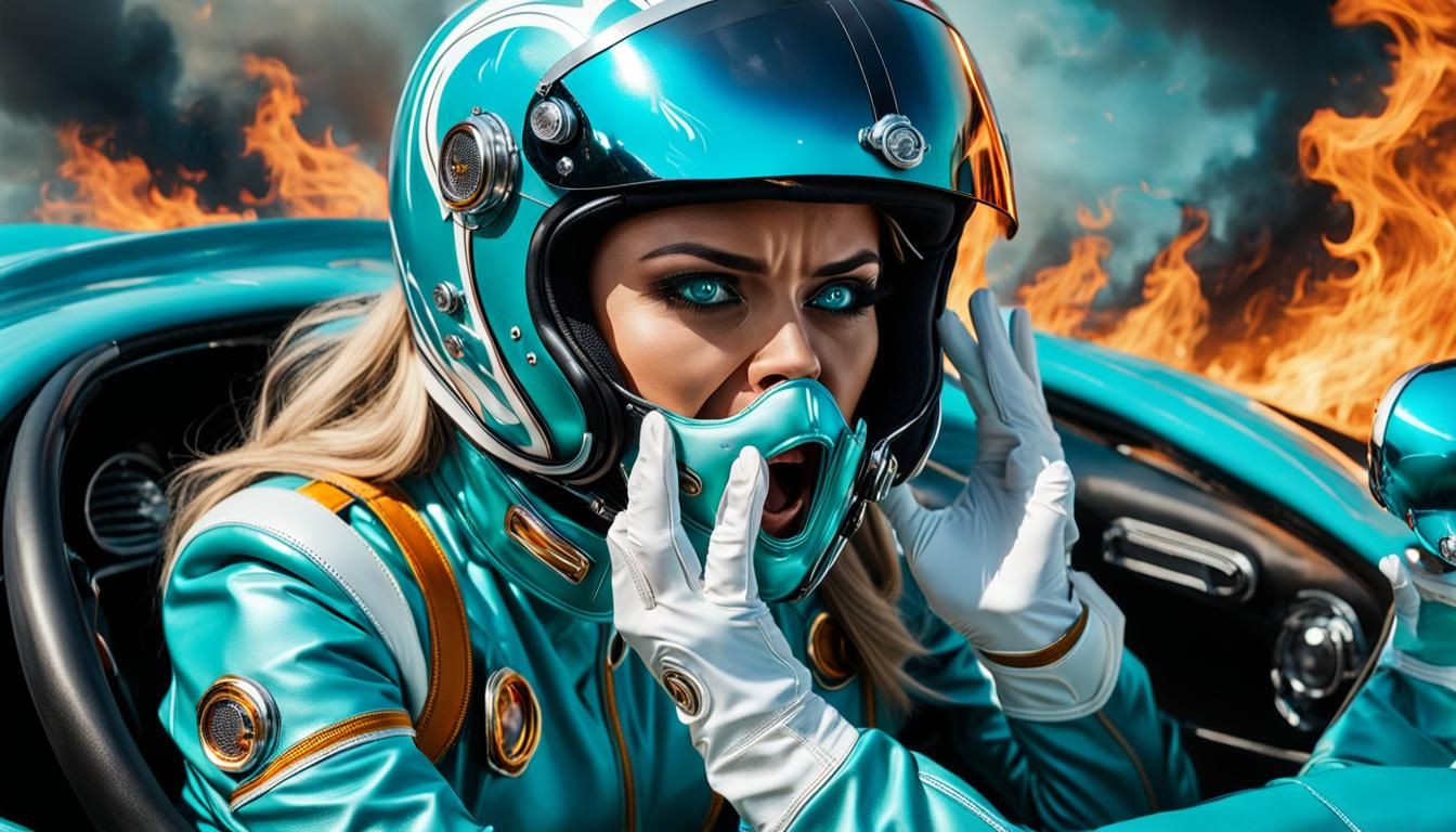 Burning Fear: Racing Girl in Flames