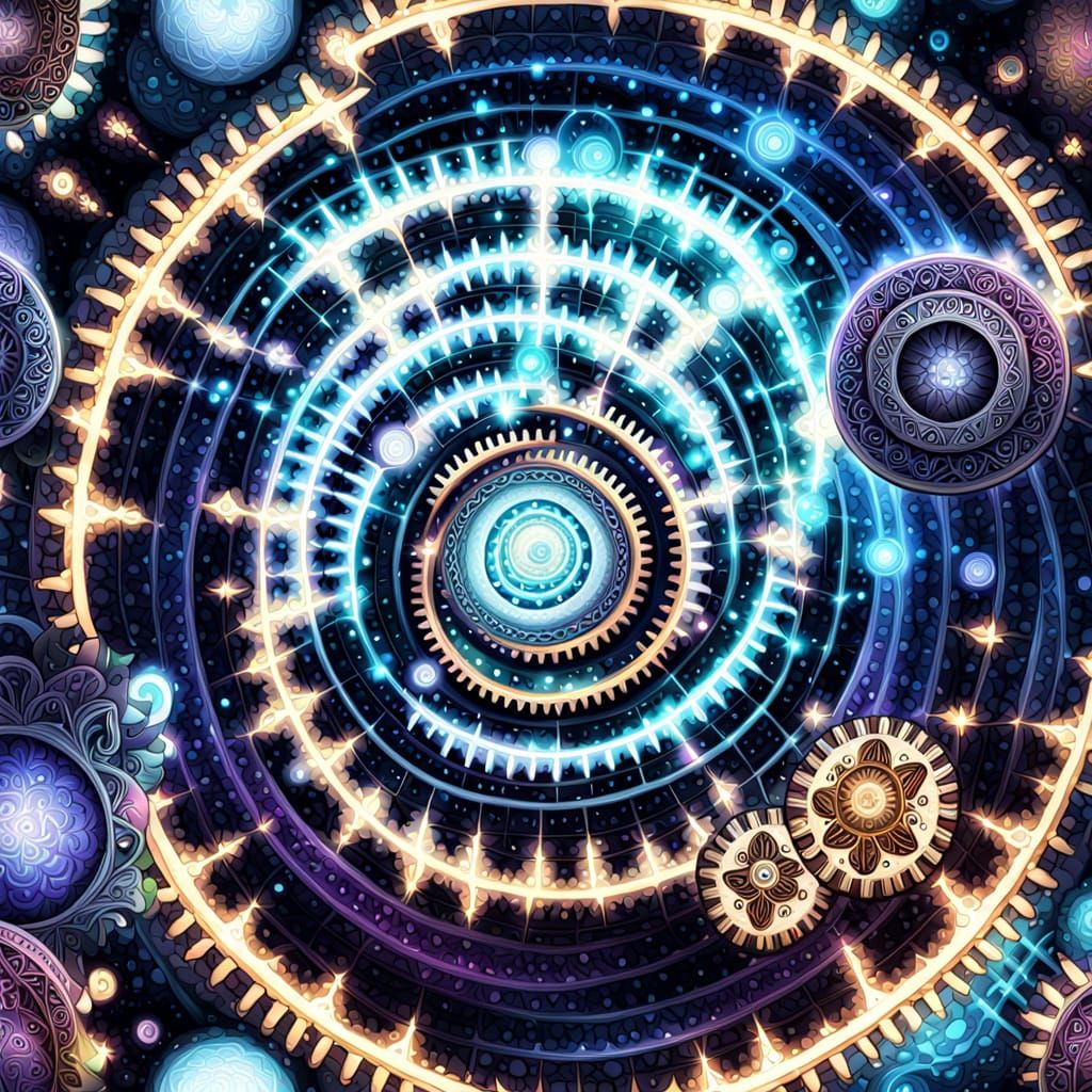 Cyberpunk Shaman Wields Cosmic Energy Staff