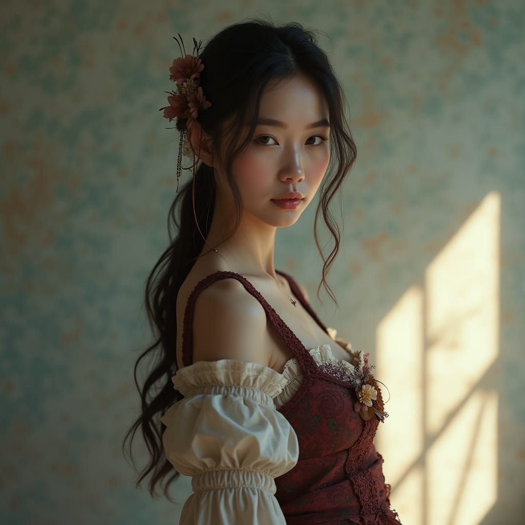 Elegant Portrait in Soft Light: Photorealistic Rendering