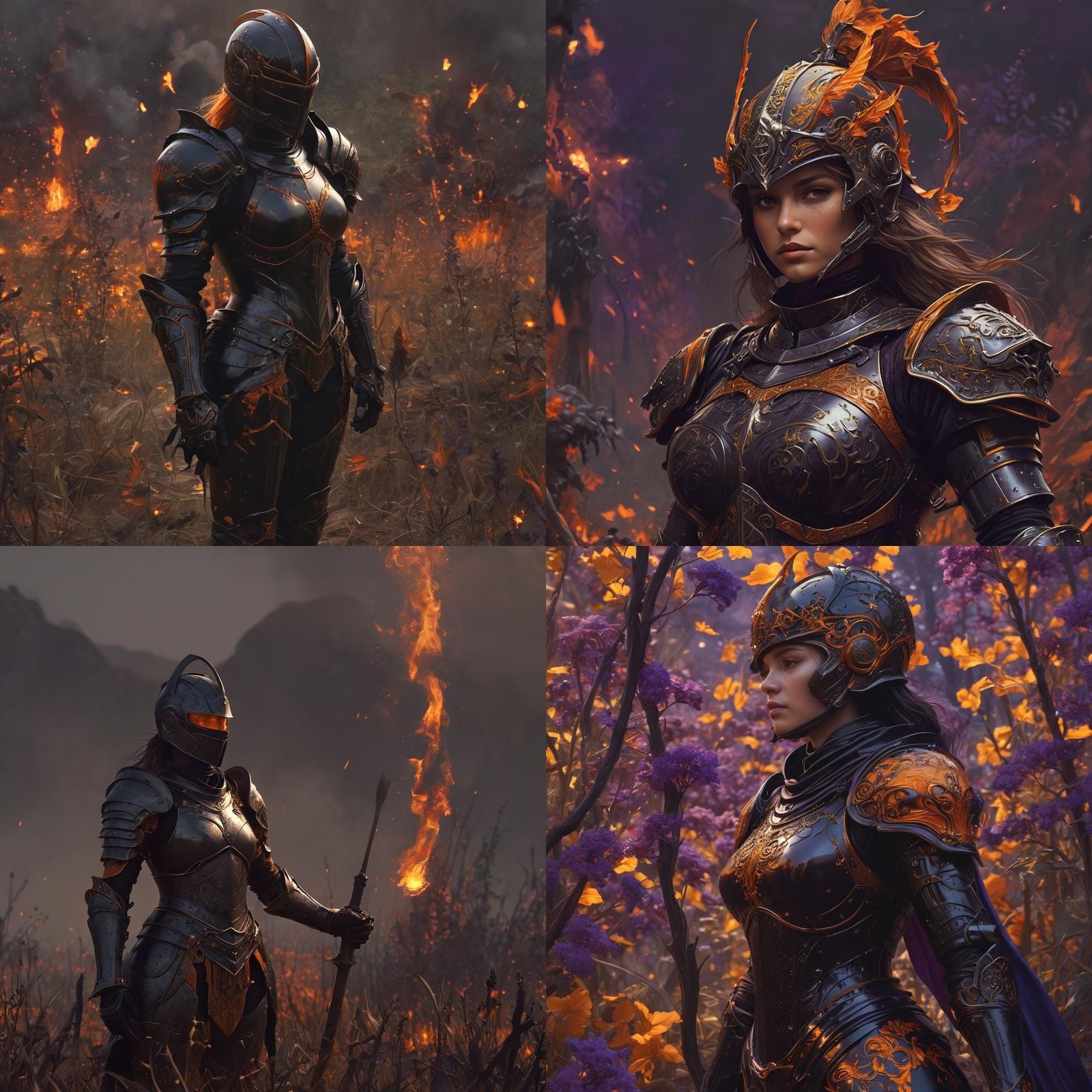Fiery Knight in Dark Fantasy Style