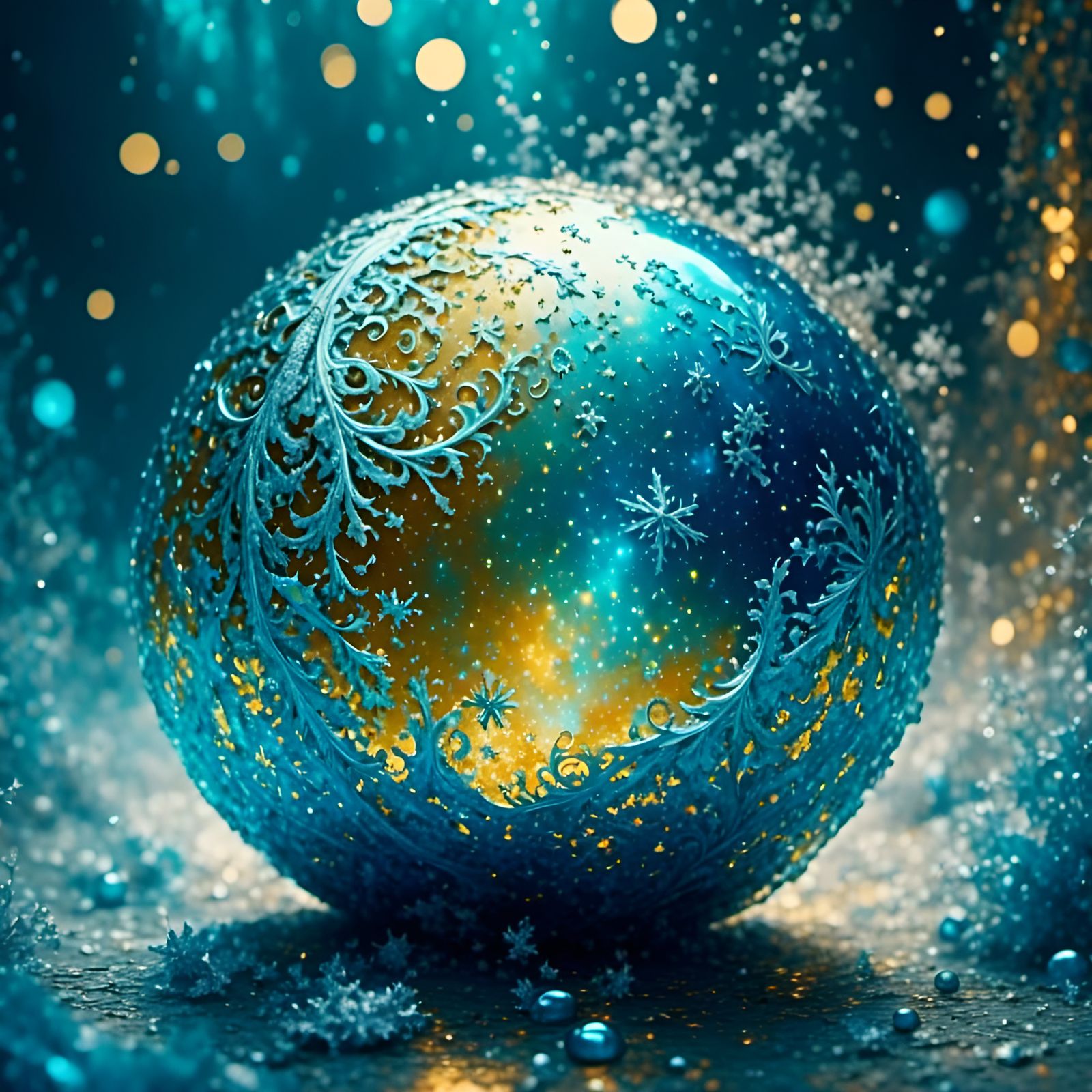 Glittering Silver Snowball in Fairycore Style