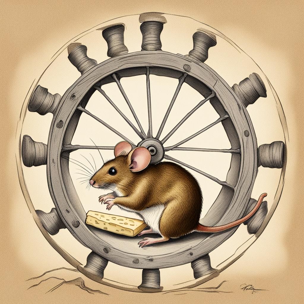 Mouse in Gruyère Cheese Wheel
