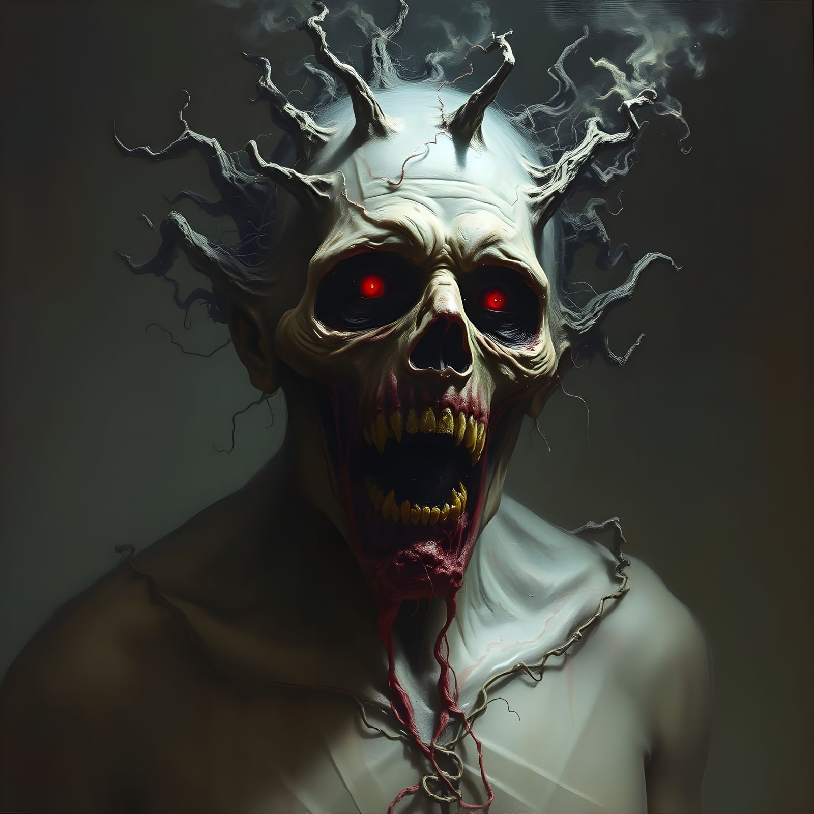 Surreal Horror Figure in Melting Disguise