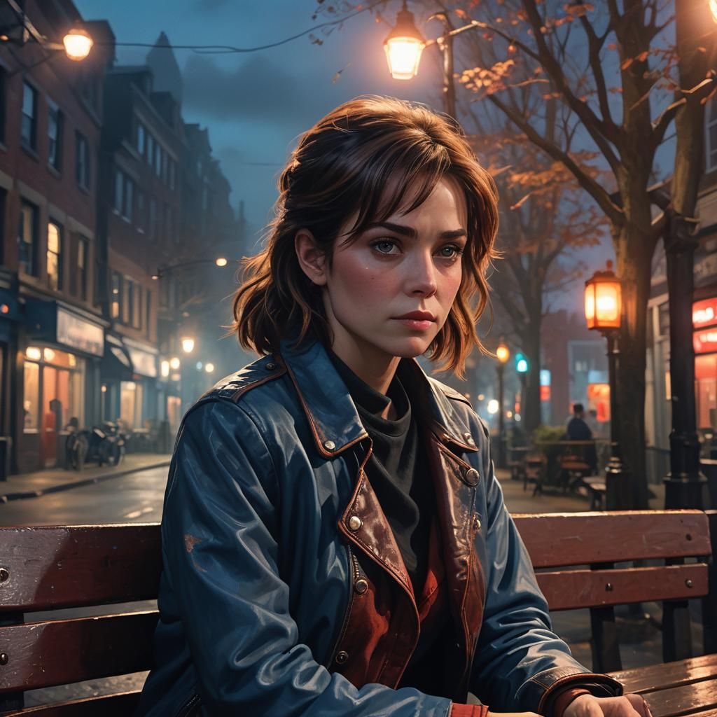 Moody Portrait on Beacon Hill at Midnight