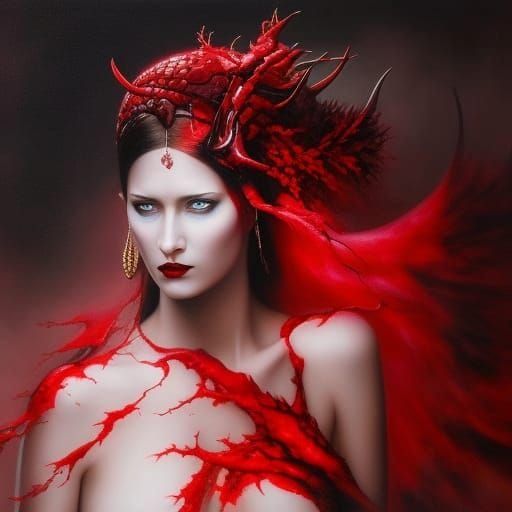 Beautiful portraits of women/females in dark horror fantasy Description = 1st prompt