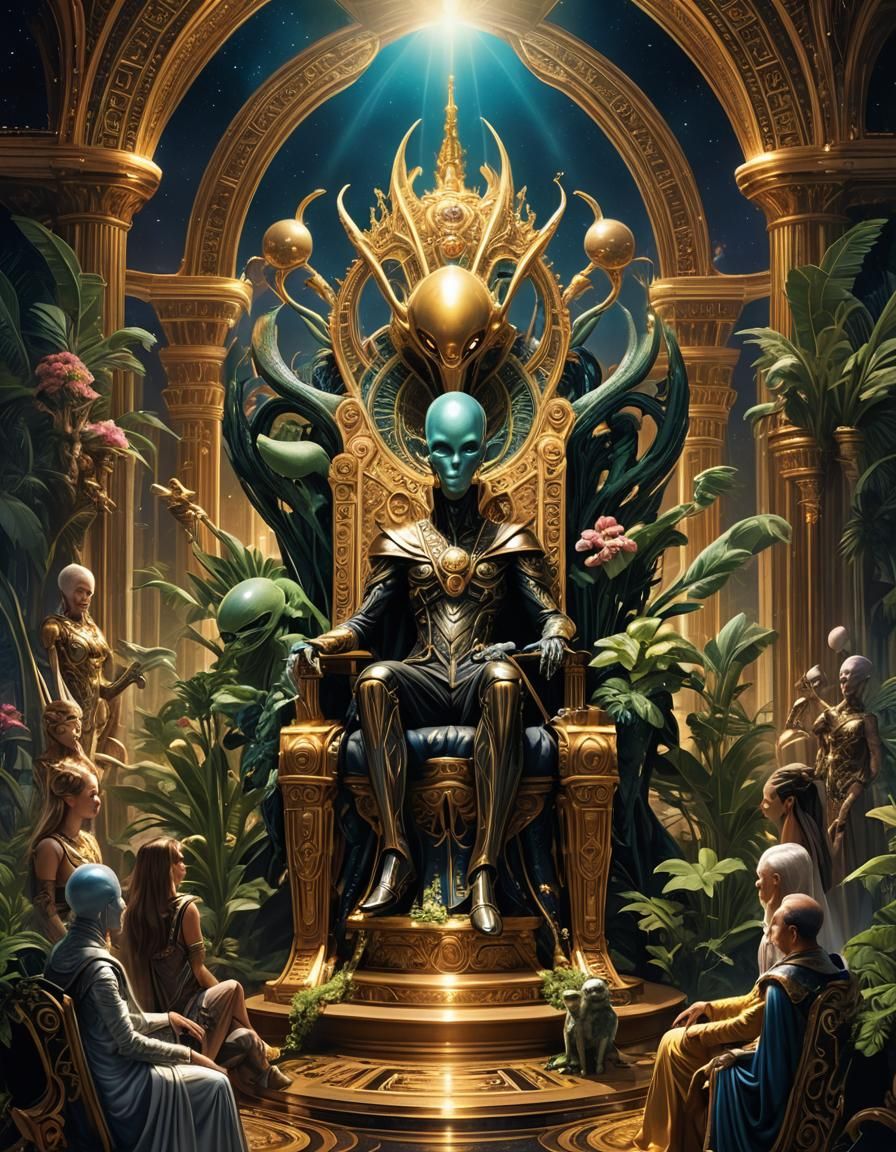 Alien Leader on Throne, Dark Fantasy Art