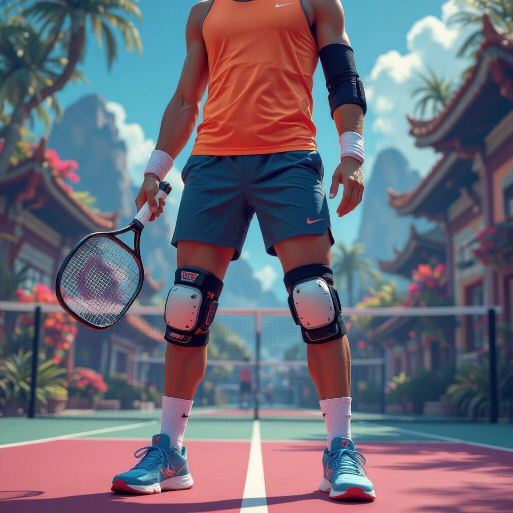 Pickleball Player in a Detailed Matte Painting