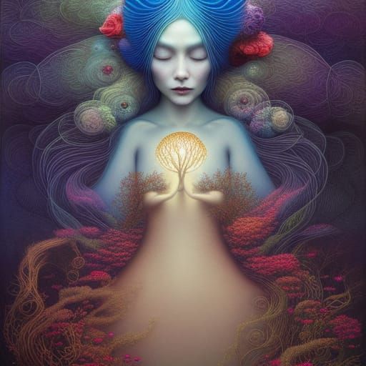 Mycelium Network with Forest Exposure in Surreal Style