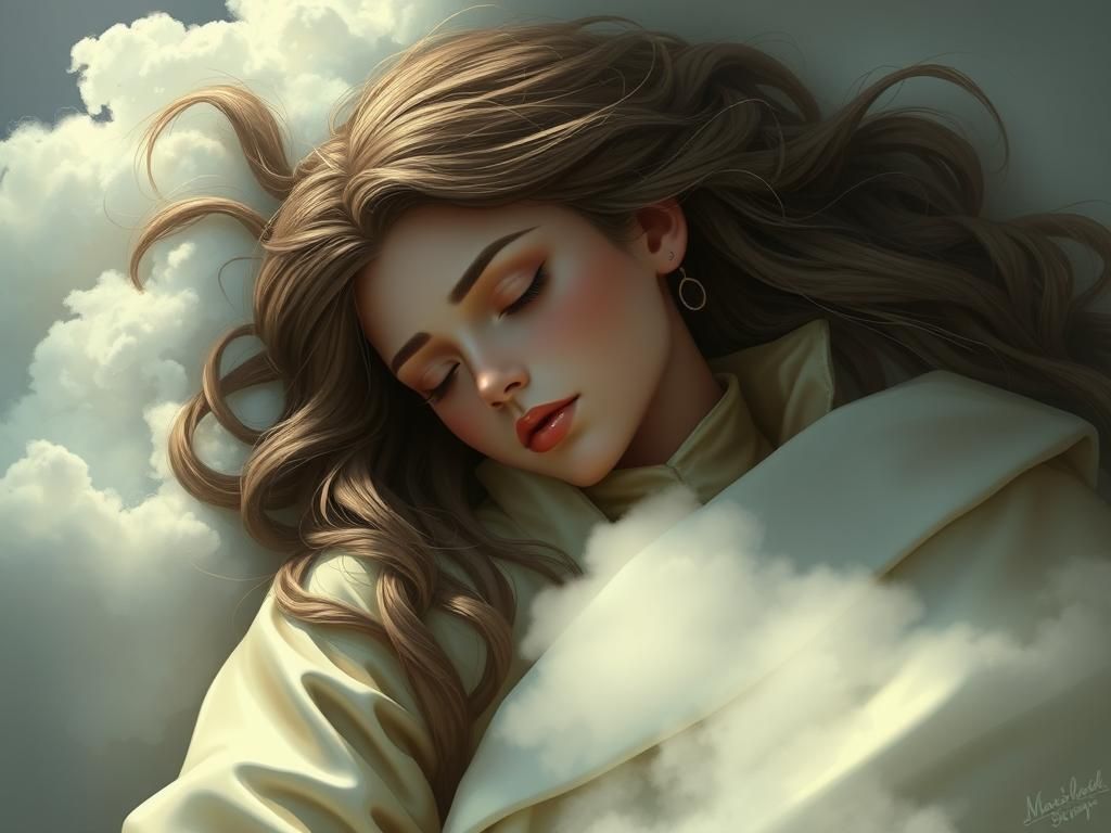 Goddess Sleeping on Cloud in Digital Art