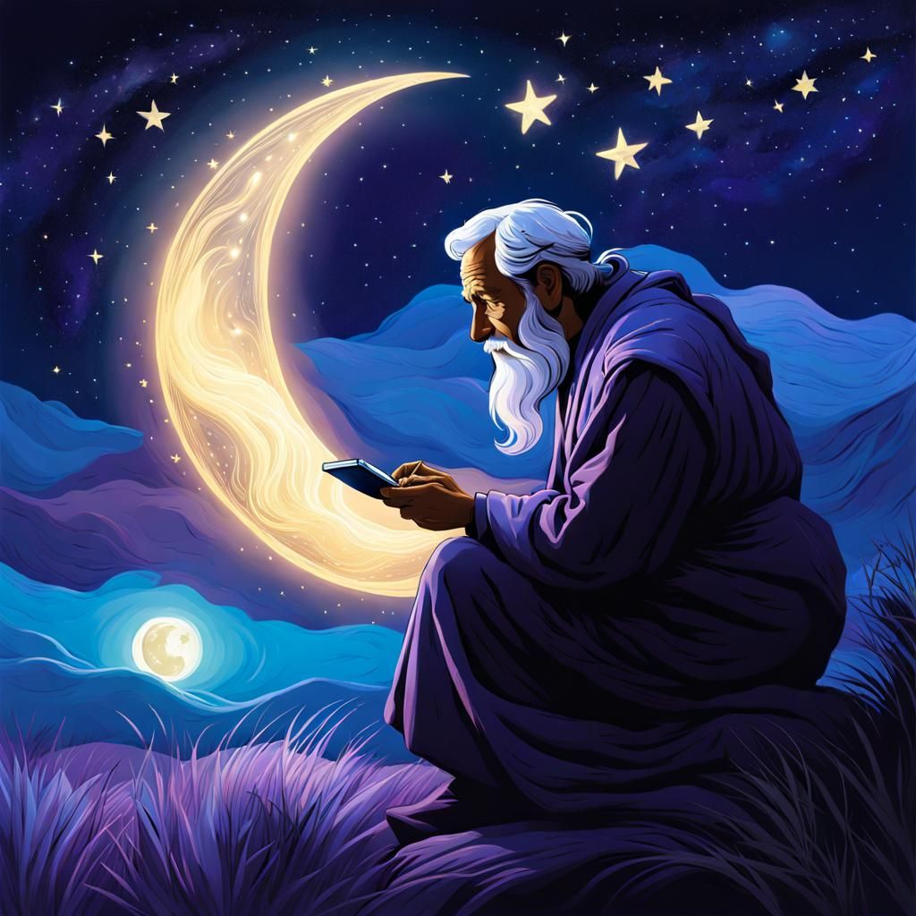 Celestial Wisdom: An Illustration Inspired by Van Gogh