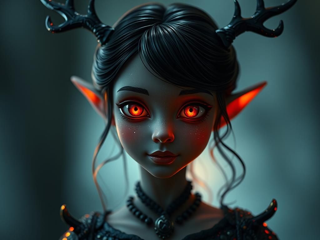 Enchanting Elven Girl with Glowing Eyes