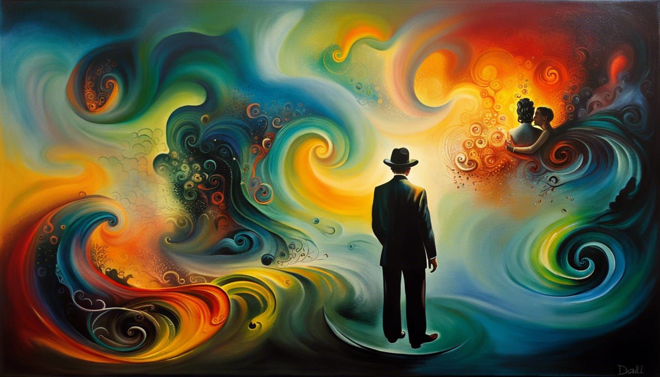 Surreal Worlds Merge in Vibrant Oil Painting