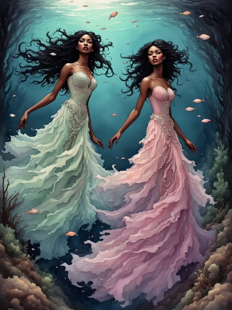 Ethereal Black Goddesses Dance Underwater in Lavish Baroque ...
