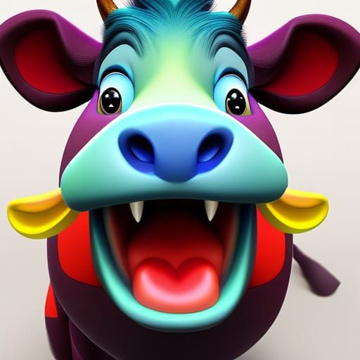Smiling Cow Bursts Through Surreal 3D Curiosity Wall