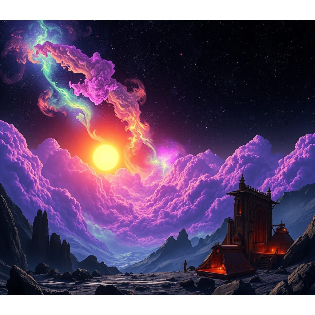 Ethereal Cosmic Landscape in Fantasy Concept Art Style