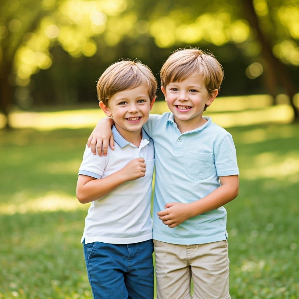 Carefree Boys Enjoying Summer Fun in Lush Setting