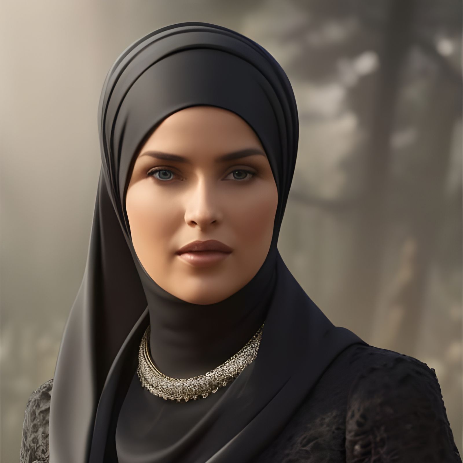 German Woman in Hijab with Latex Dress