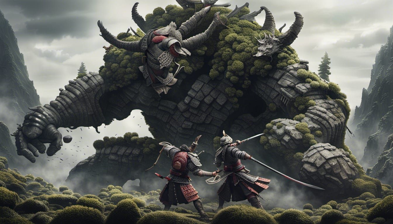 Samurai Battle Colossus in Dark Souls Style