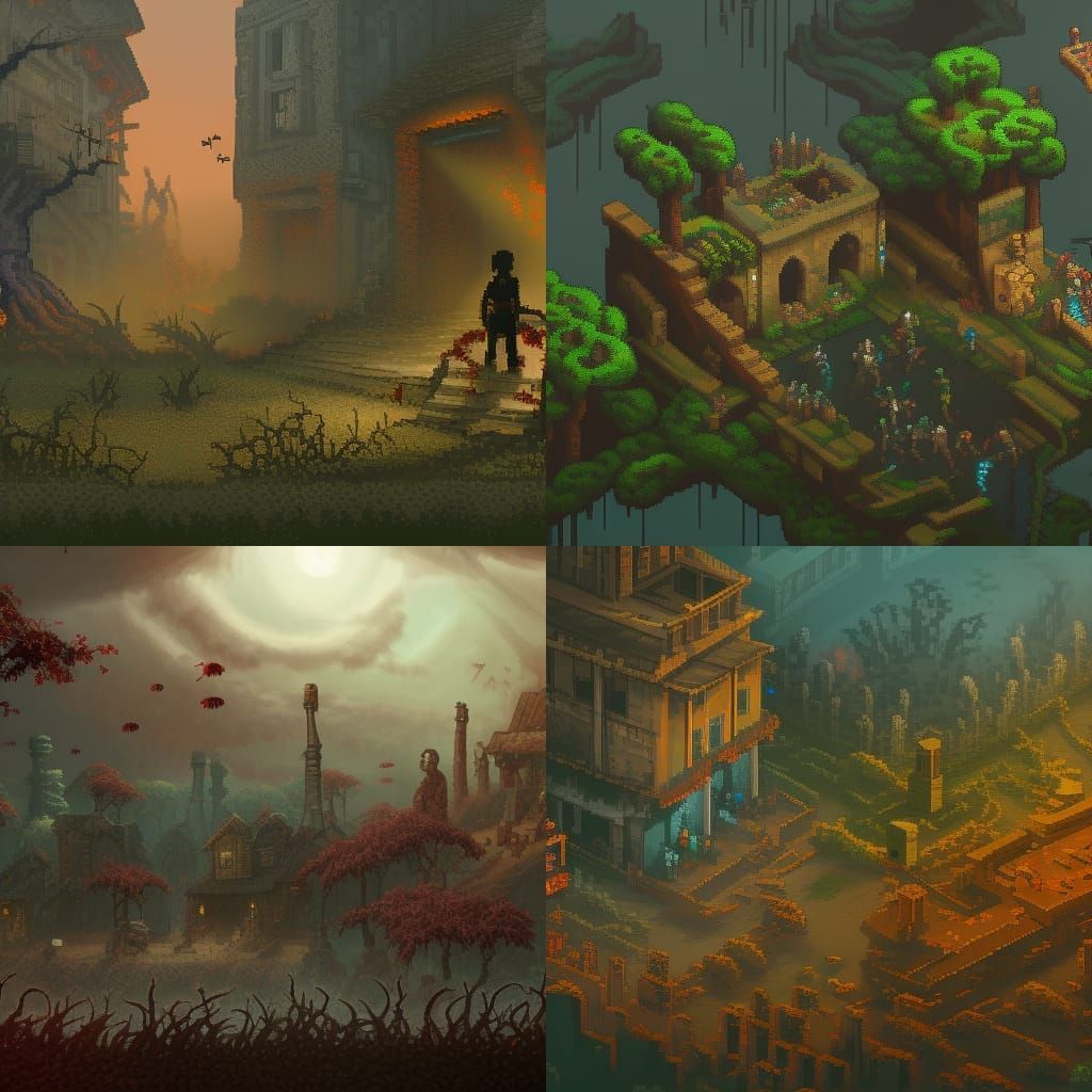 Pixel Art Zombie Apocalypse Location