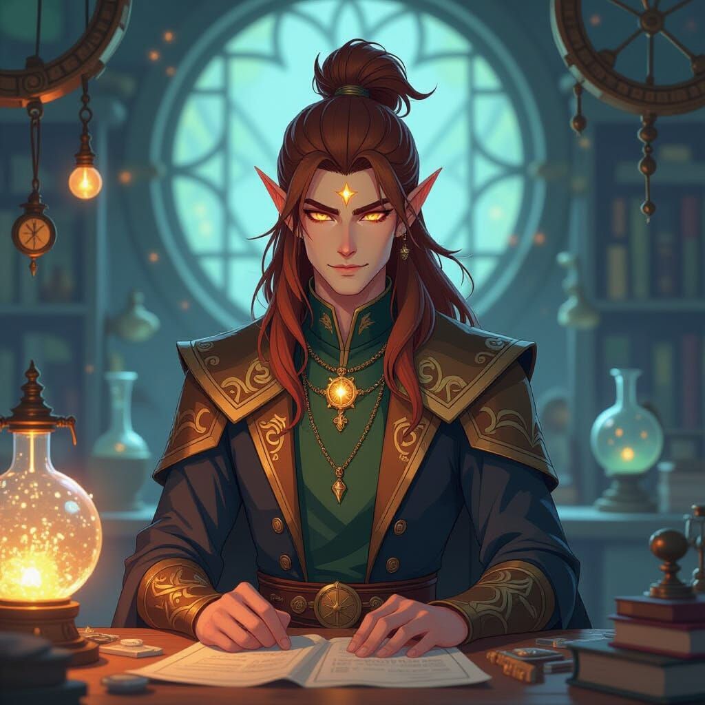 Radiant Eladrin Elf in Manga Style Laboratory