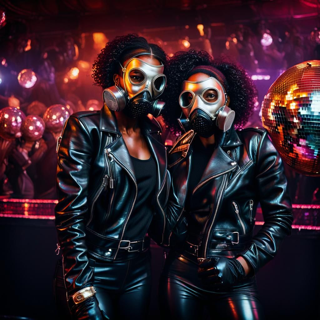 Intense Embrace: Surrealist Nightclub Scene in Oils