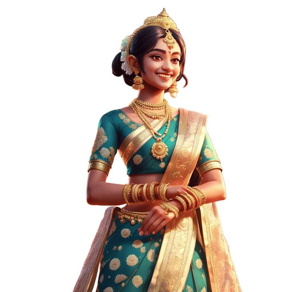 Indian Radha: Detailed 3D Anime Art