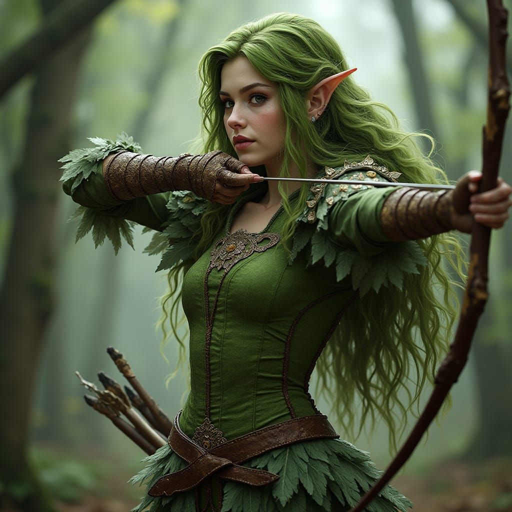 Elven Archer Princess Bracken in Druidic Armor